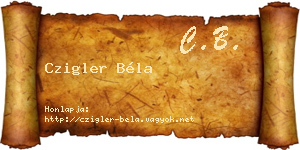 Czigler Béla névjegykártya